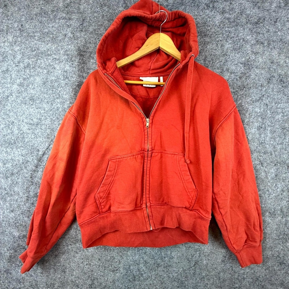 HighSnobiety H&M Blank Staples Hoodie Womens XS Orange Full Zip Basics